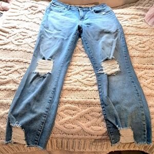 Good American Good Classic Women Slim Straight Distress Jeans Size 12/31 Indigo